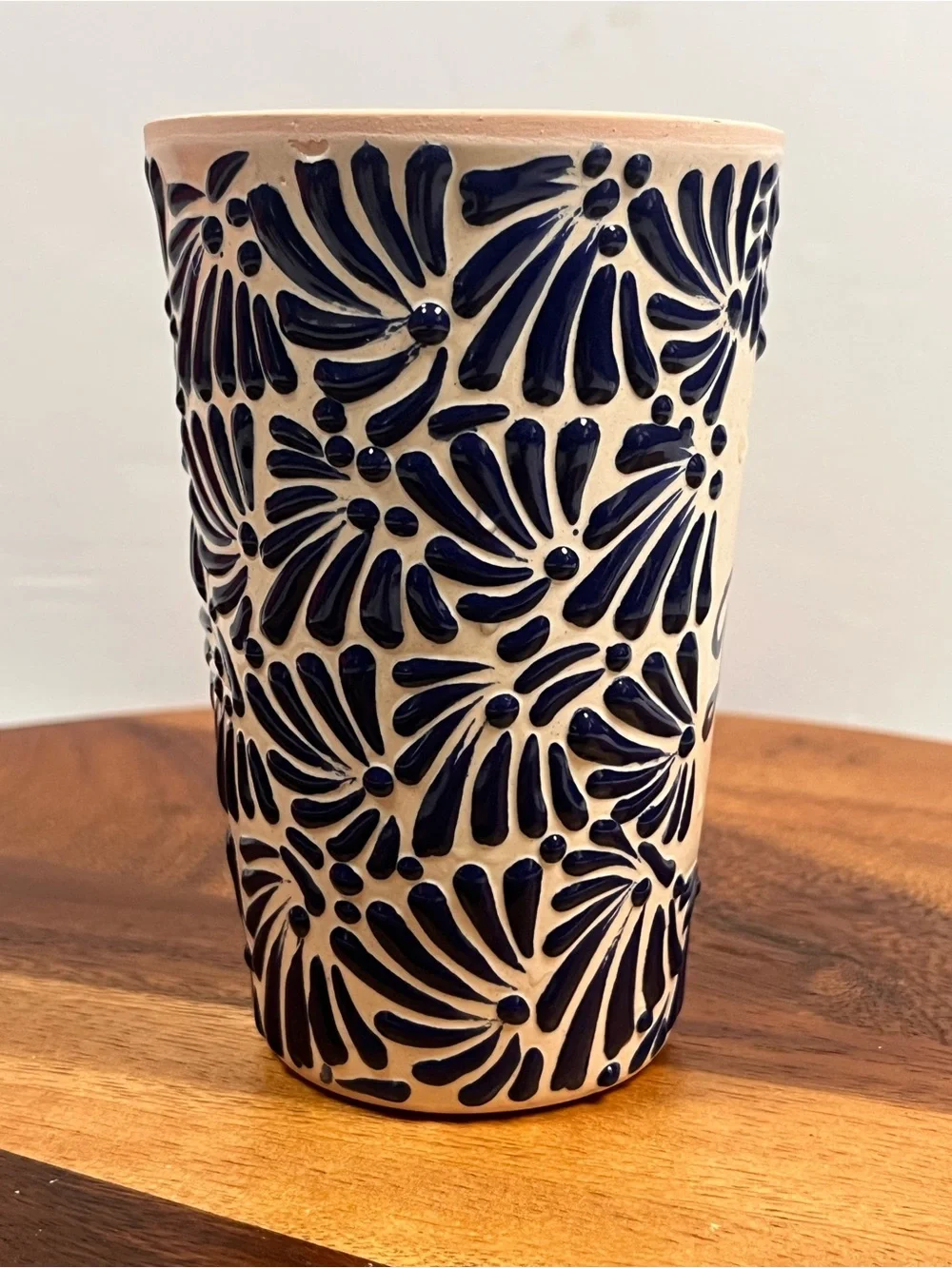 Dodgers Ceramic Tumbler - Blue and Red Floral Design hand painted